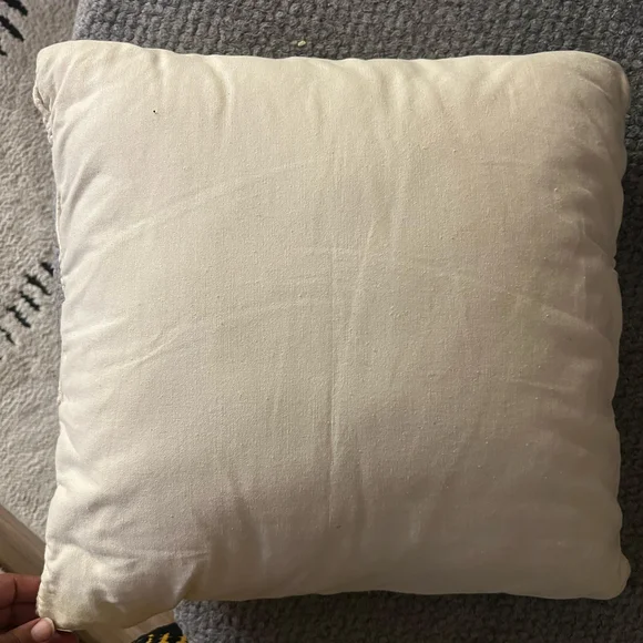 Cream Macrame Throw Pillow Boho 16×16 - Picture 3 of 4